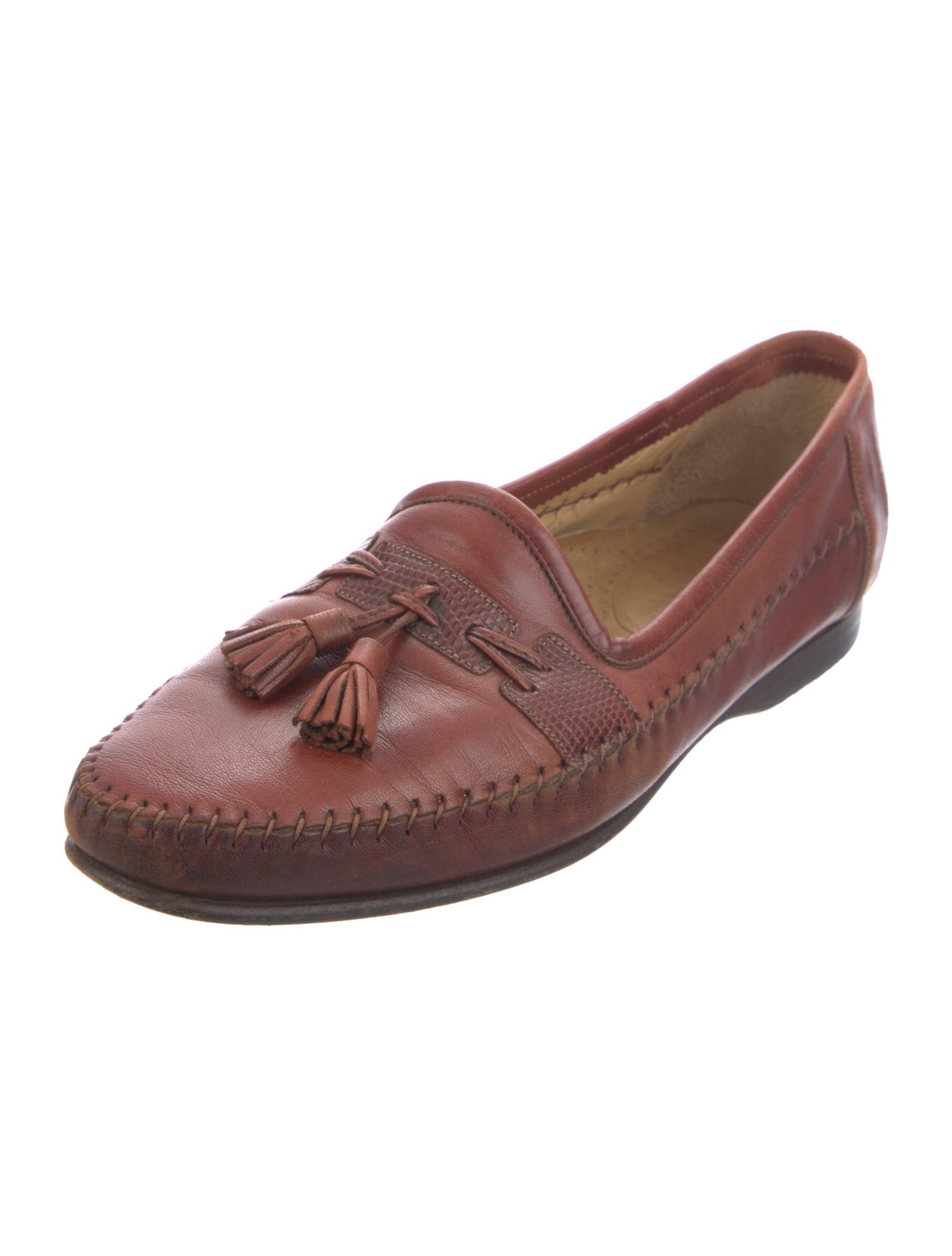Santoni Leather Tassel Accents Loafers