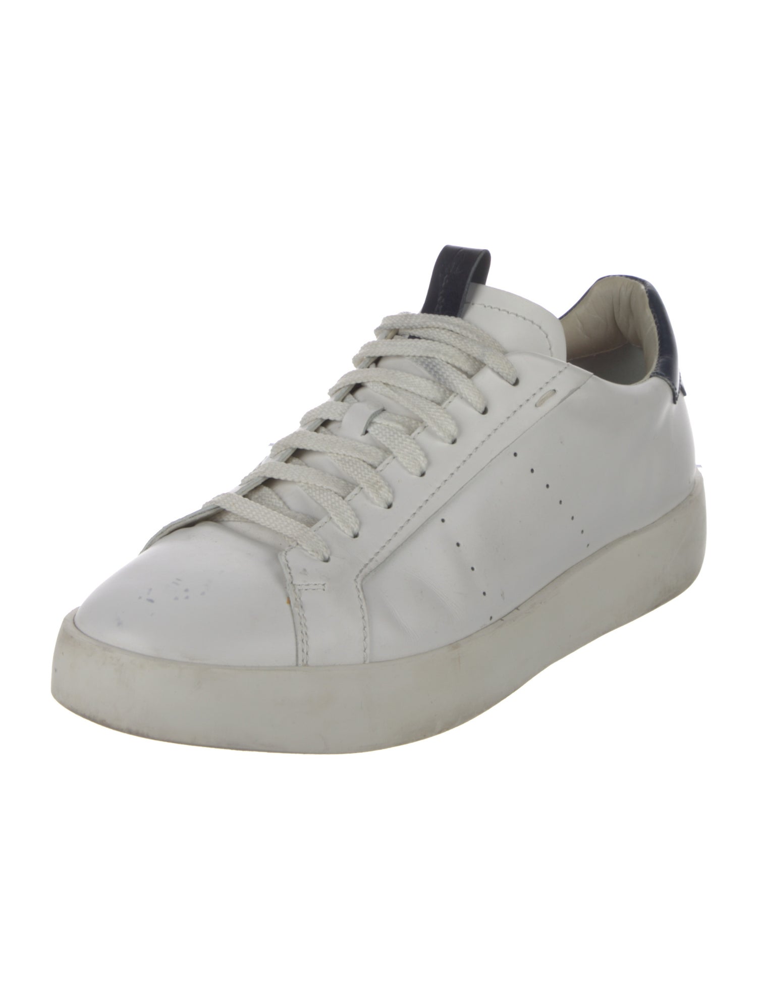 Santoni Leather Colorblock Pattern Sneakers
