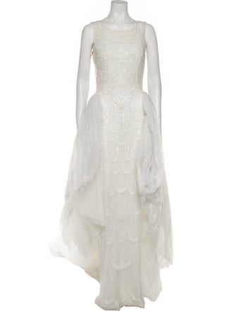 Saiid Kobeisy Lace Pattern Long Dress