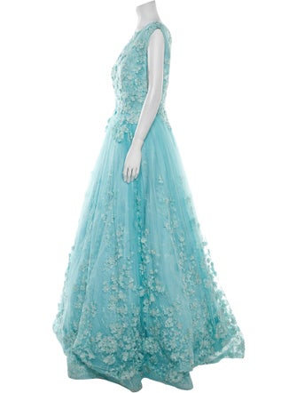 Saiid Kobeisy Lace Pattern Long Dress