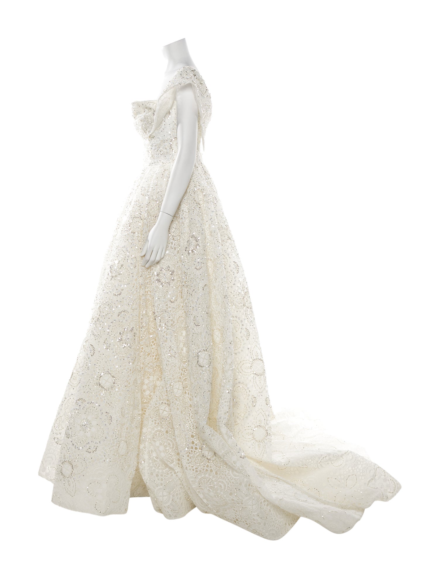 Saiid Kobeisy Lace Pattern Long Dress