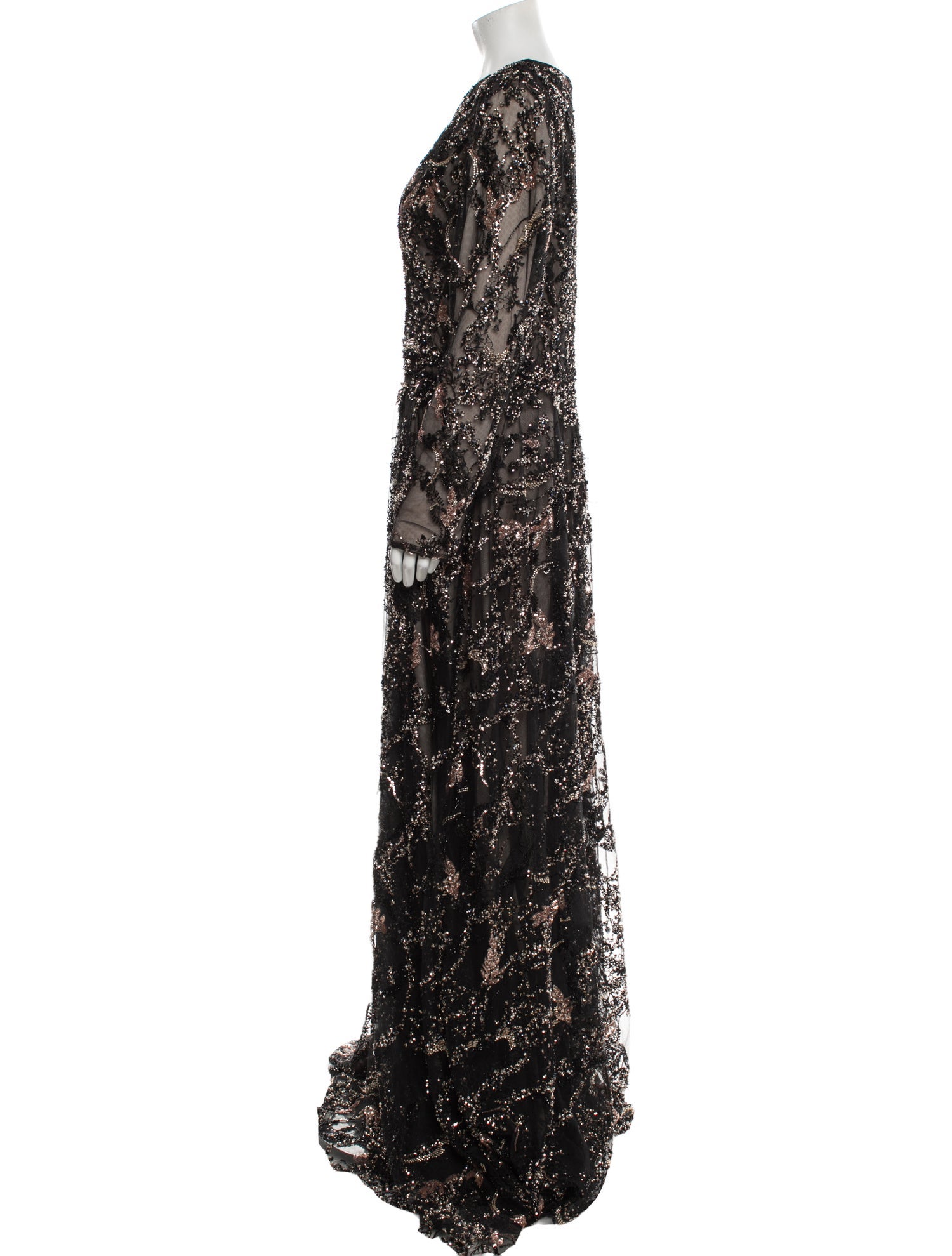 Saiid Kobeisy Lace Pattern Long Dress
