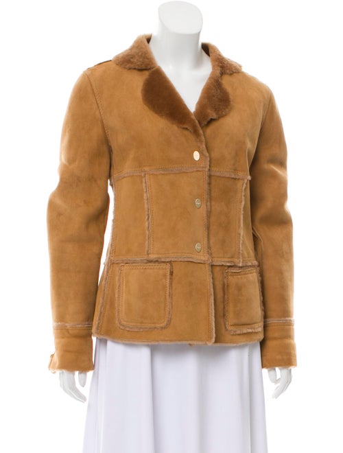 Salvatore Ferragamo Collared Shearling Jacket Brow