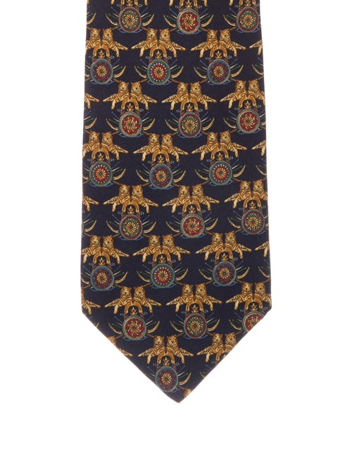 Salvatore Ferragamo Animal Print Silk Tie blue