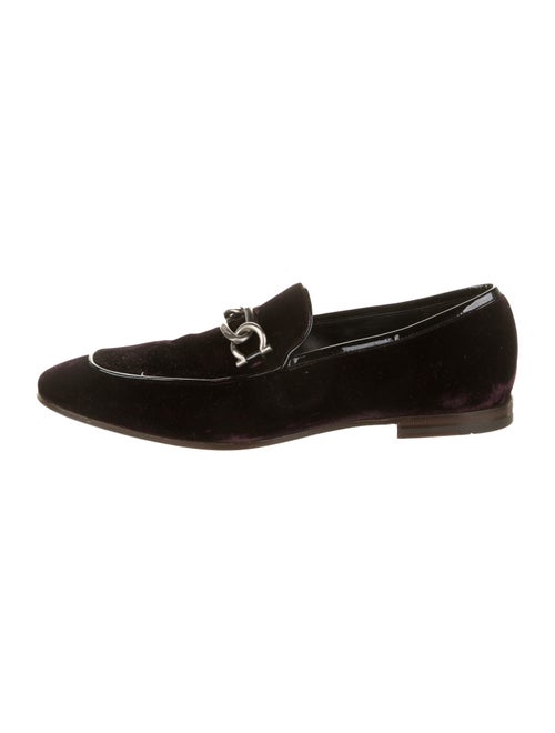 Salvatore Ferragamo Velvet Smoking Slippers silver