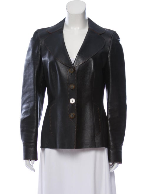 Salvatore Ferragamo Leather Blazer Black