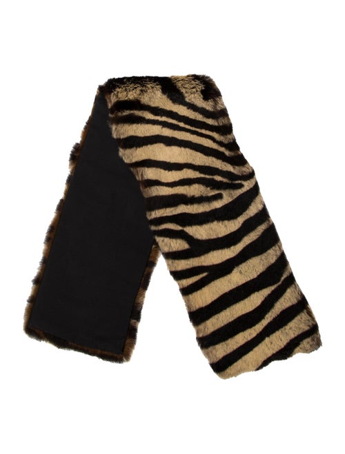 Salvatore Ferragamo Striped Fur Stole Brown