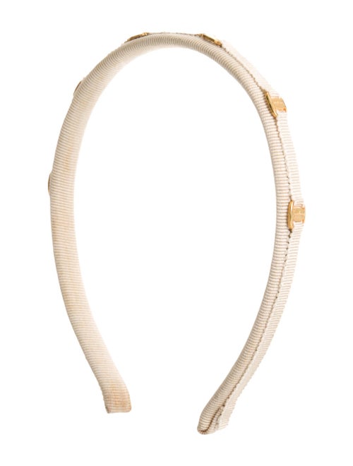 Salvatore Ferragamo Embellished Canvas Headband Be