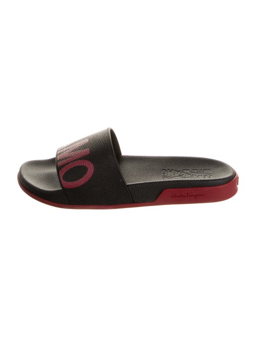 Salvatore Ferragamo Graphic Print Slides Black
