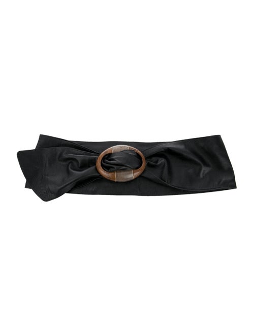 Salvatore Ferragamo Leather Wide Waist Belt Black