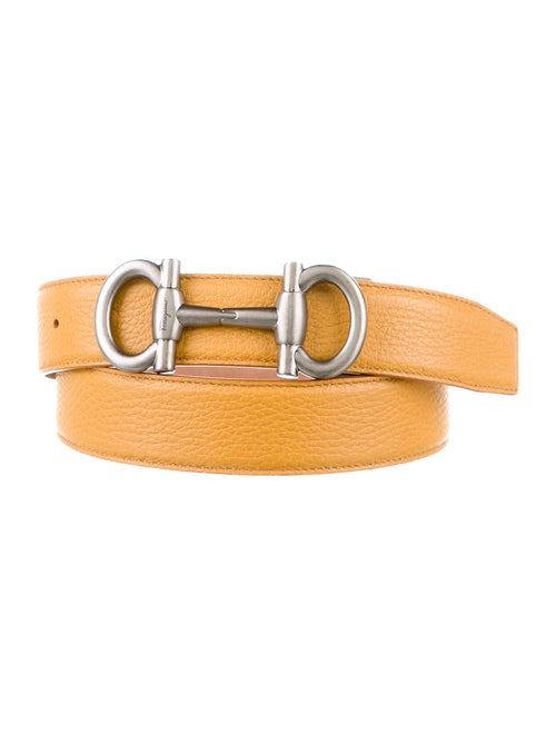 Salvatore Ferragamo Leather Gancio Belt yellow