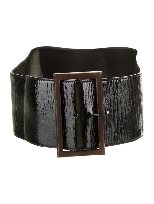 Salvatore Ferragamo Wide Patent Leather Belt Black