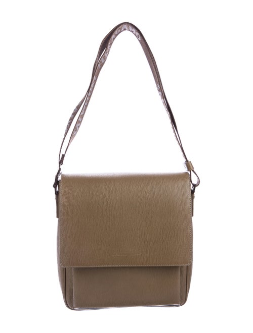 Salvatore Ferragamo Leather Messenger Bag Silver
