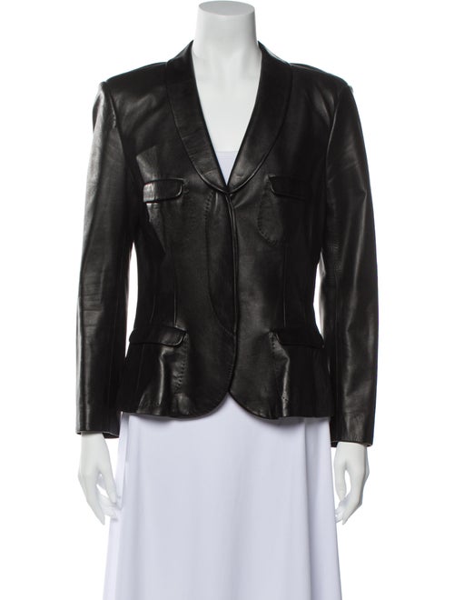 Salvatore Ferragamo Leather Blazer Black