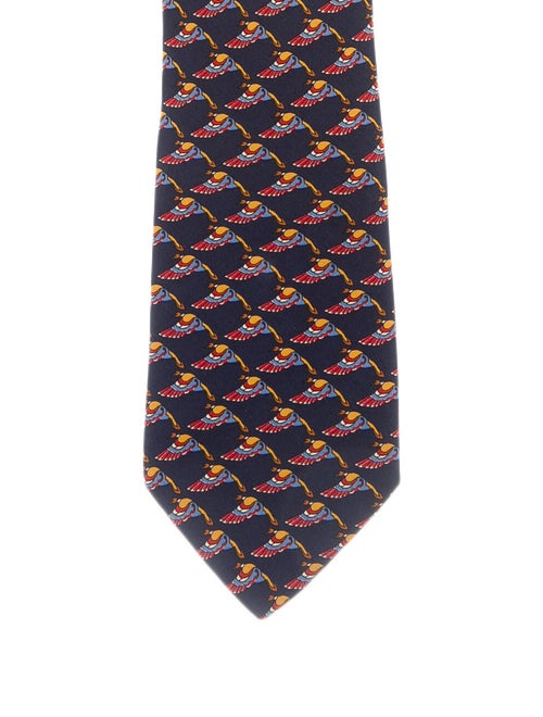 Salvatore Ferragamo Printed Silk Tie blue