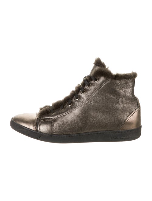 Salvatore Ferragamo Metallic Leather High-Top Snea