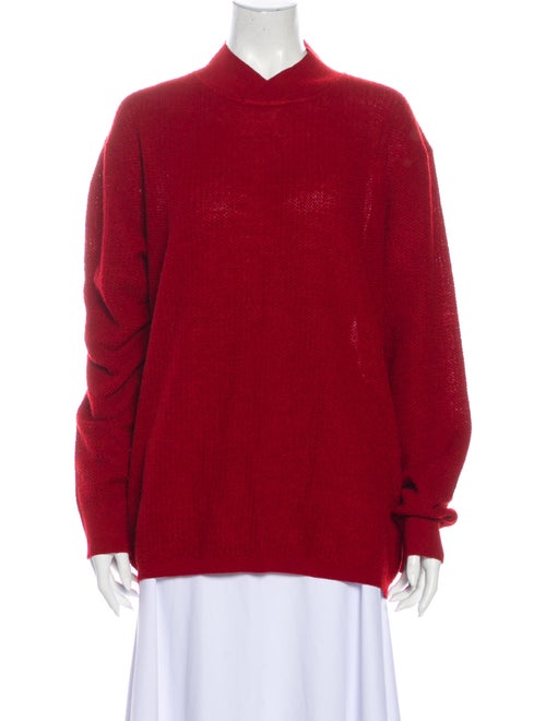 Salvatore Ferragamo Alpaca Mock Neck Sweater Red
