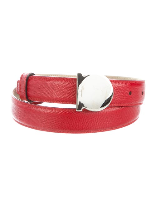 Salvatore Ferragamo Gancino Leather Belt Red