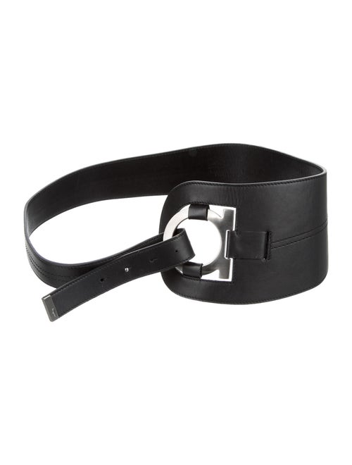 Salvatore Ferragamo Leather Wide Waist Belt Black