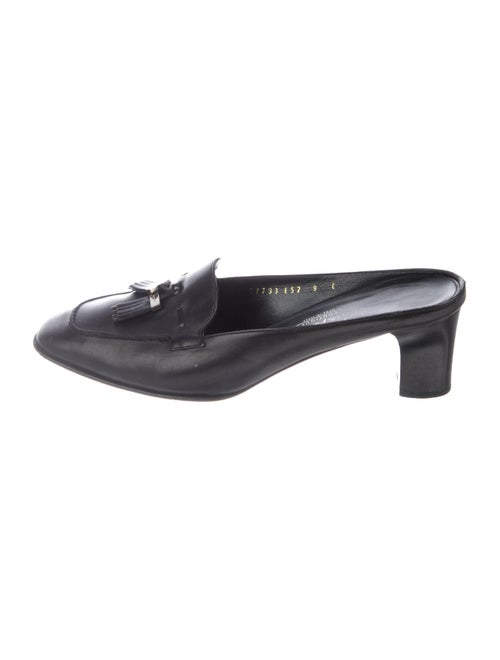 Salvatore Ferragamo Leather Square-Toe Mules Black