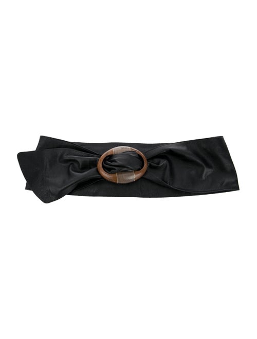 Salvatore Ferragamo Leather Wide Waist Belt Black