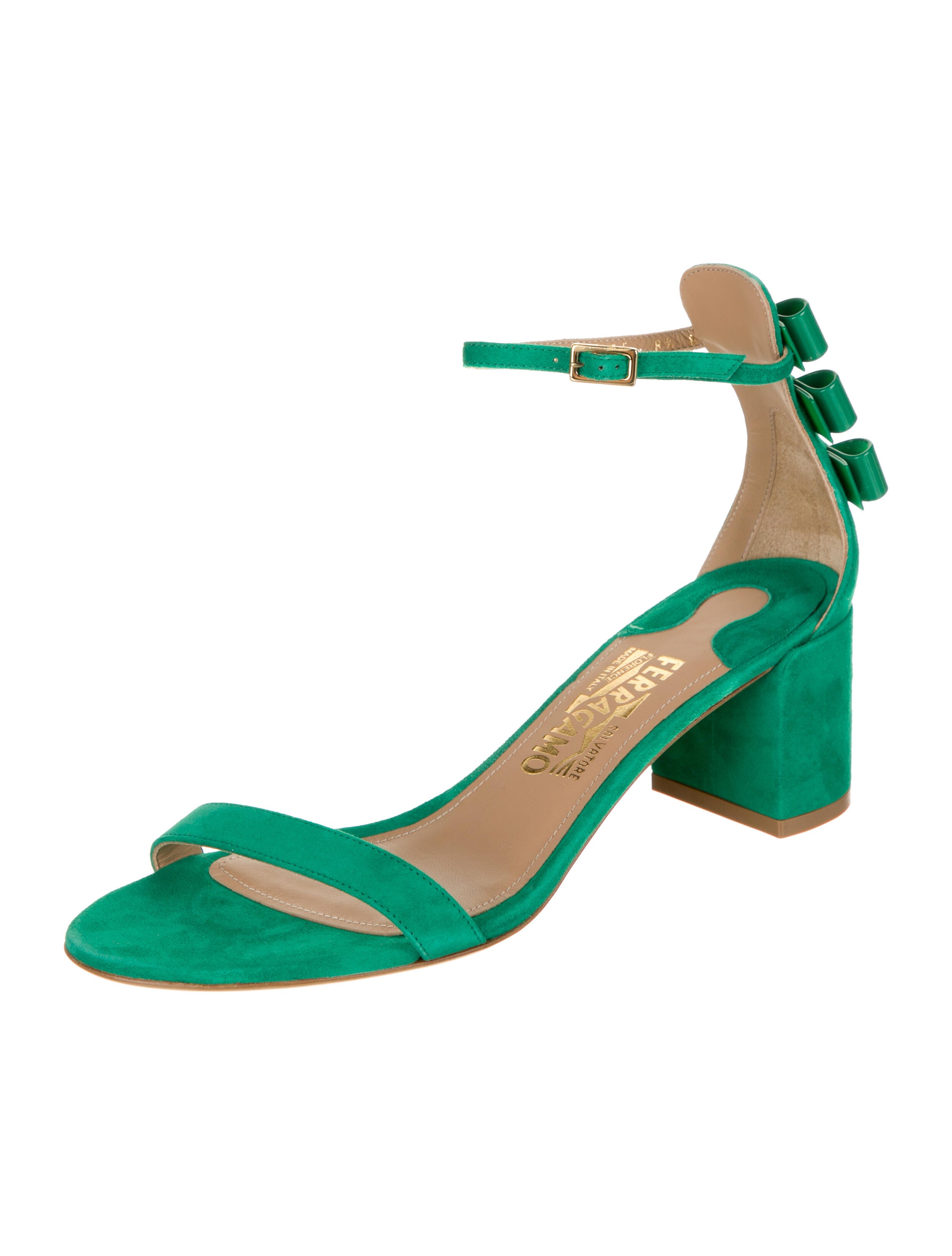 Salvatore Ferragamo Suede Sandals - Green Sandals, Shoes - SAL178016 | The RealReal