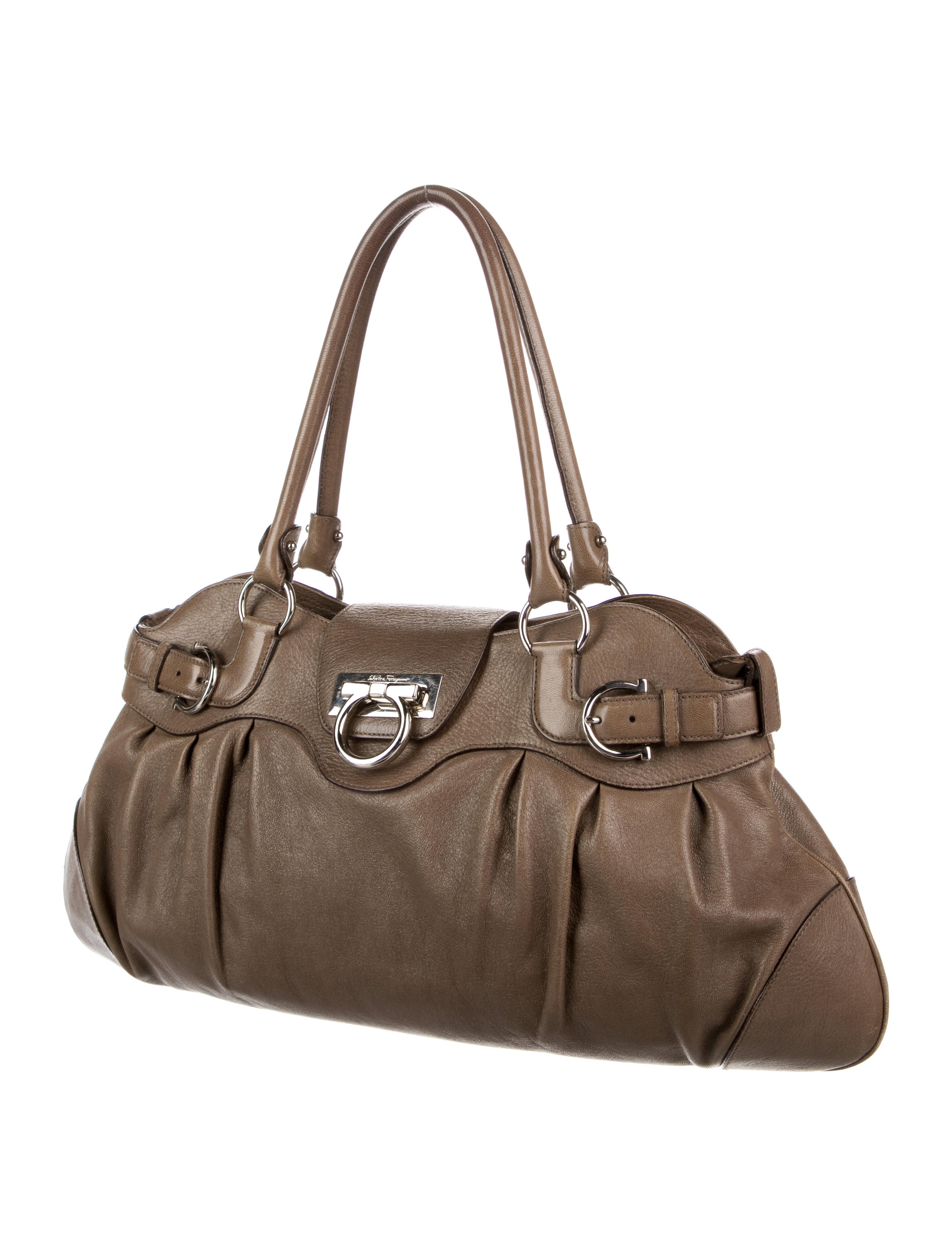Salvatore Ferragamo Leather Shoulder Bag Brown Handle Bags, Handbags