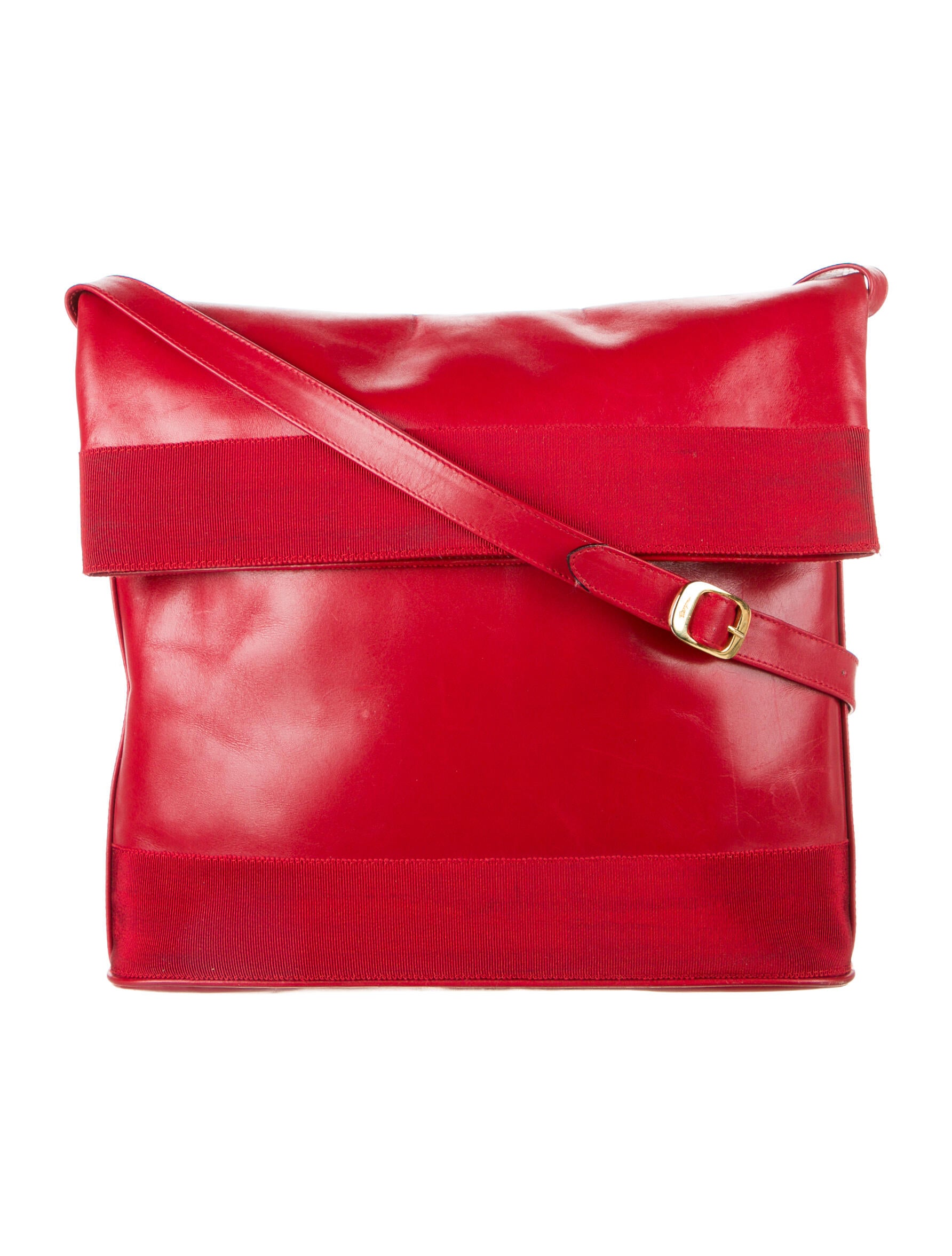 Salvatore Ferragamo Leather Gancini Shoulder Bag Red Shoulder Bags