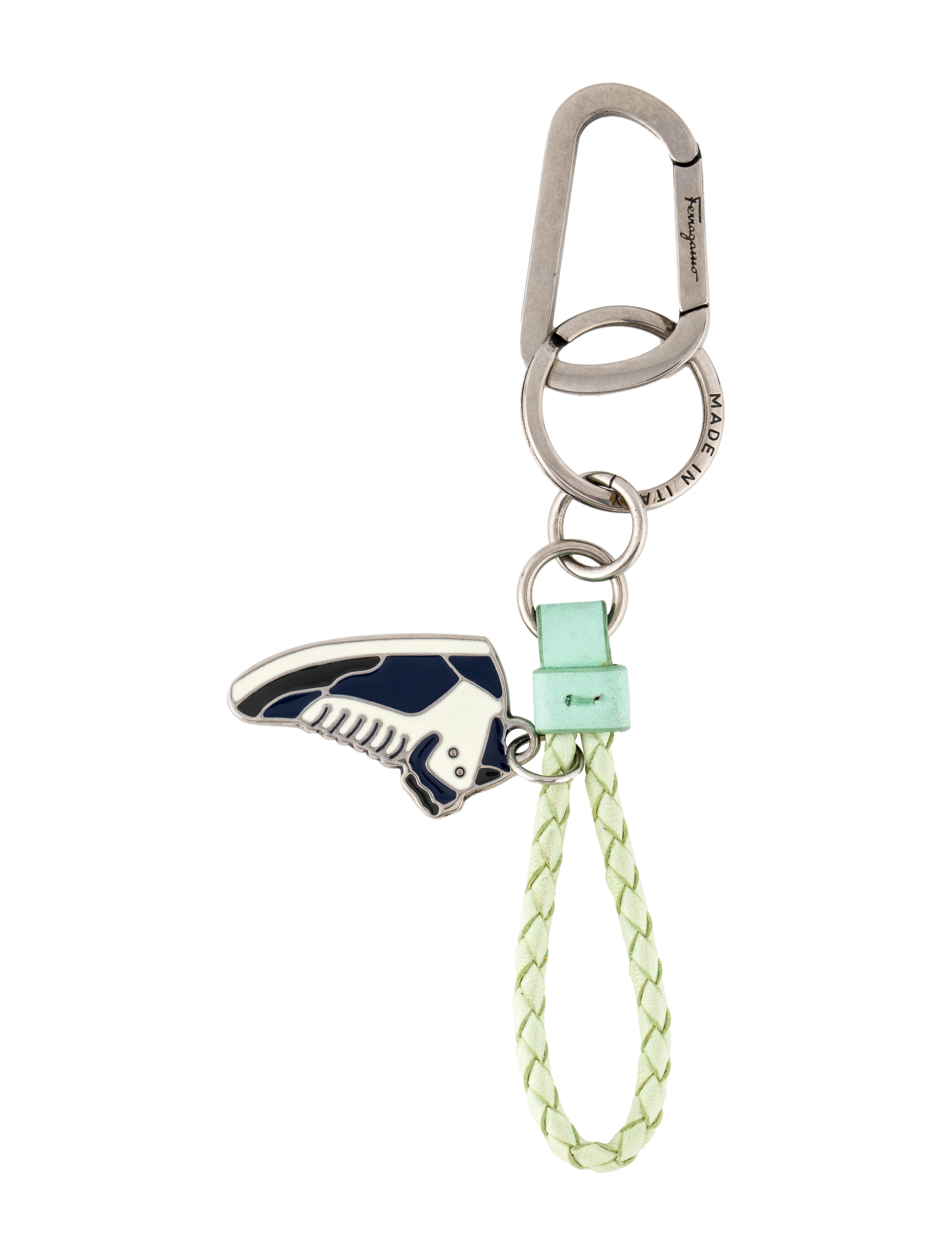 Salvatore Ferragamo Leather Keychain Blue Keychains, Accessories