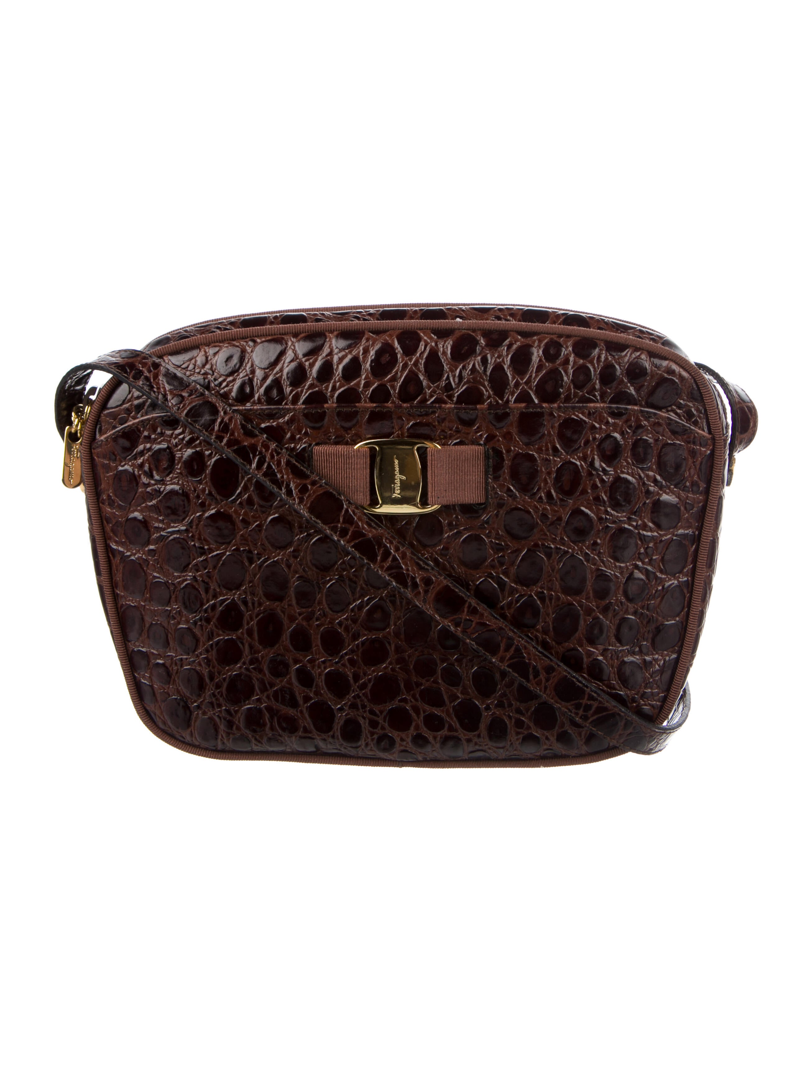 Salvatore Ferragamo Leather Crossbody Bag Brown Crossbody Bags, Handbags SAL258660 The