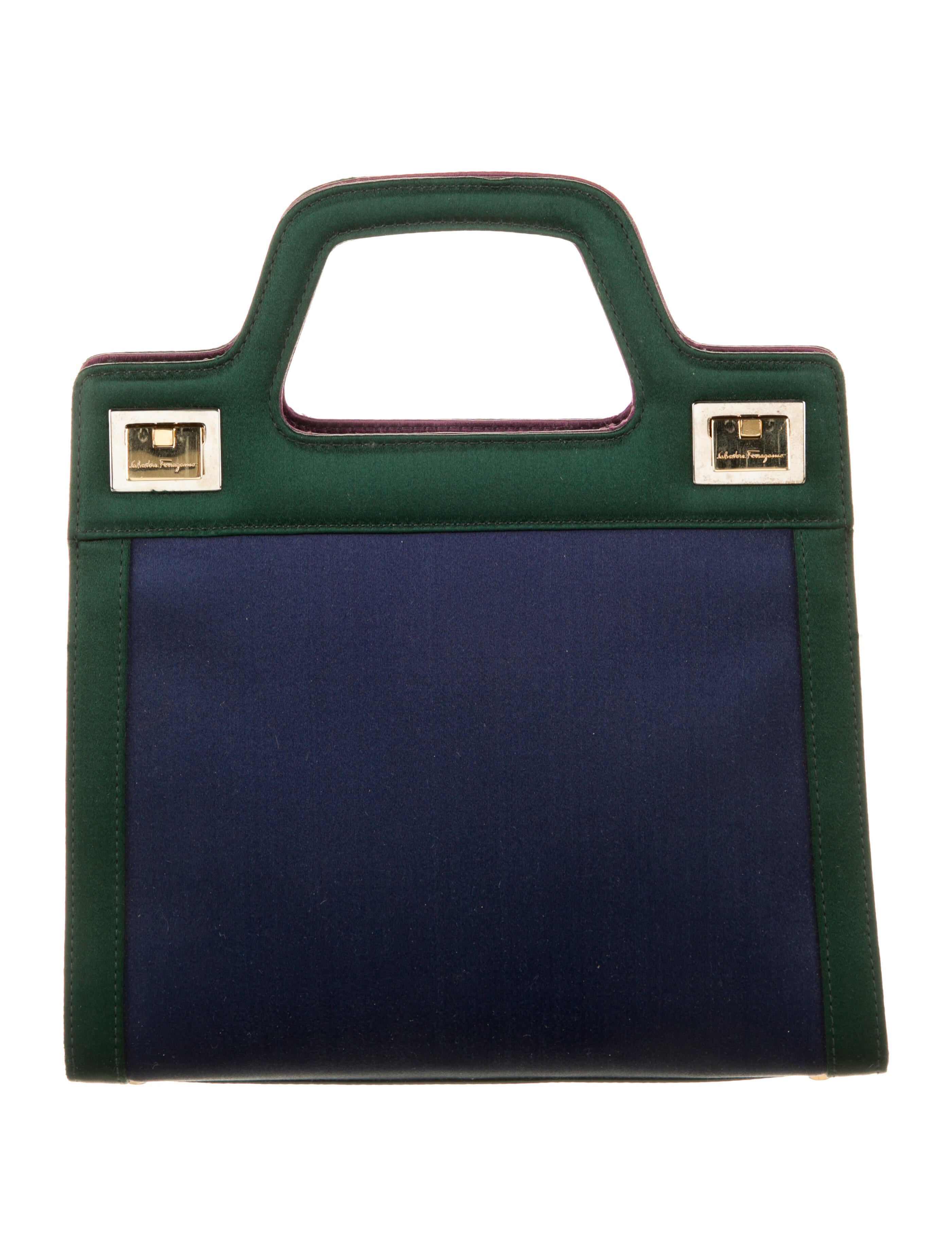 Salvatore Ferragamo Satin Handle Bag Blue Handle Bags, Handbags