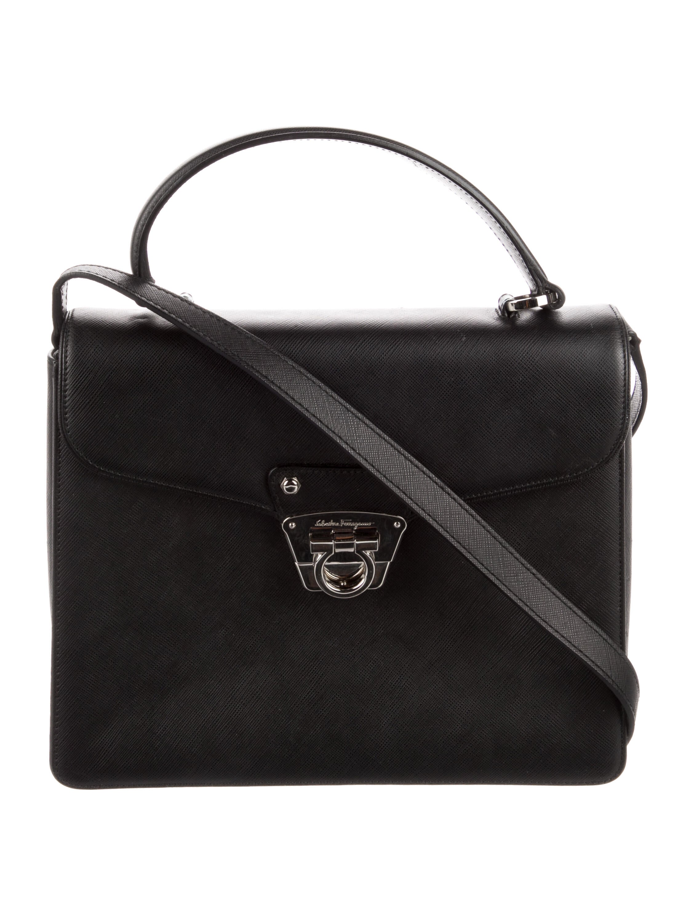 Salvatore Ferragamo Leather Crossbody Bag Black Crossbody Bags, Handbags SAL264128 The