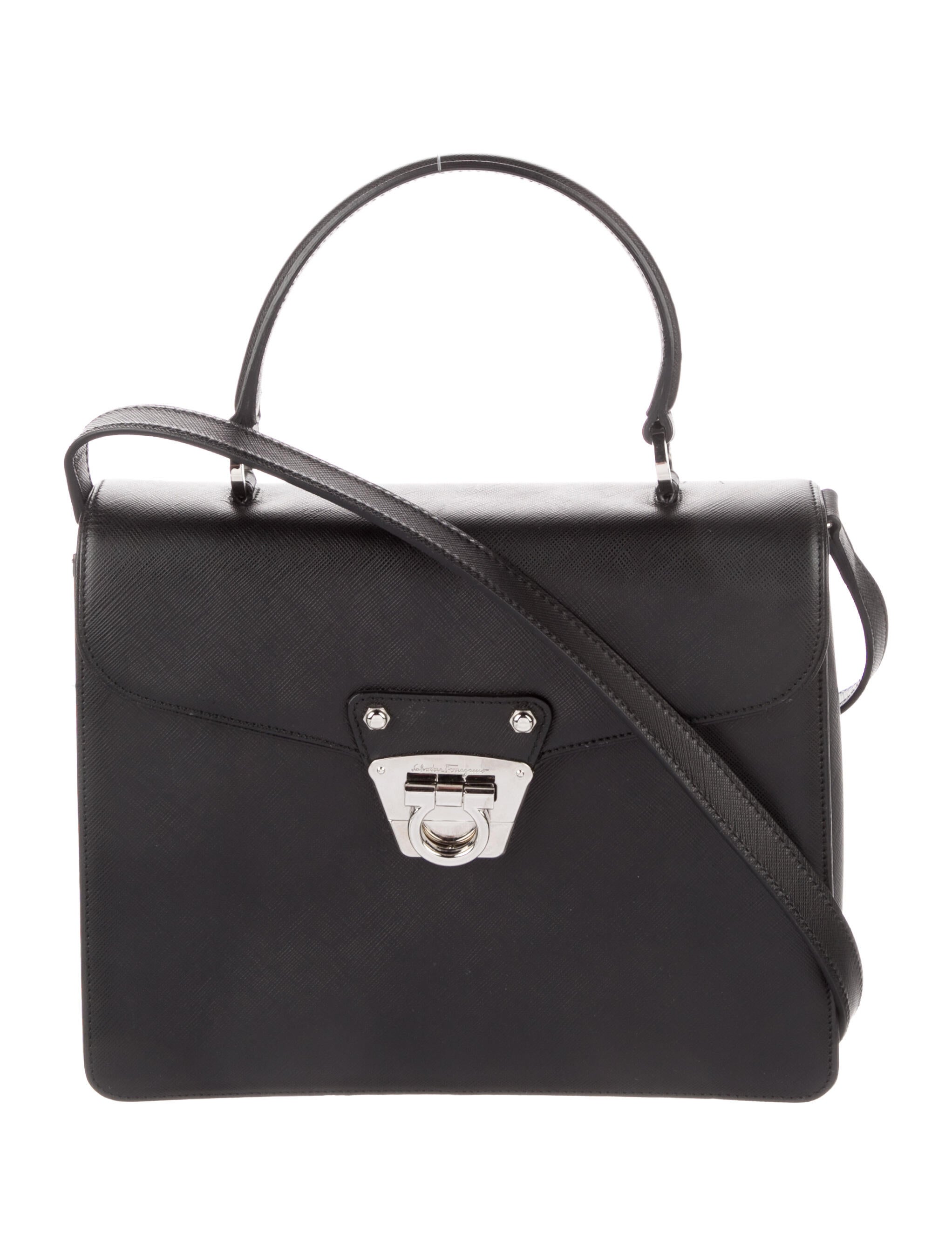 Salvatore Ferragamo Leather Shoulder Bag Black Shoulder Bags