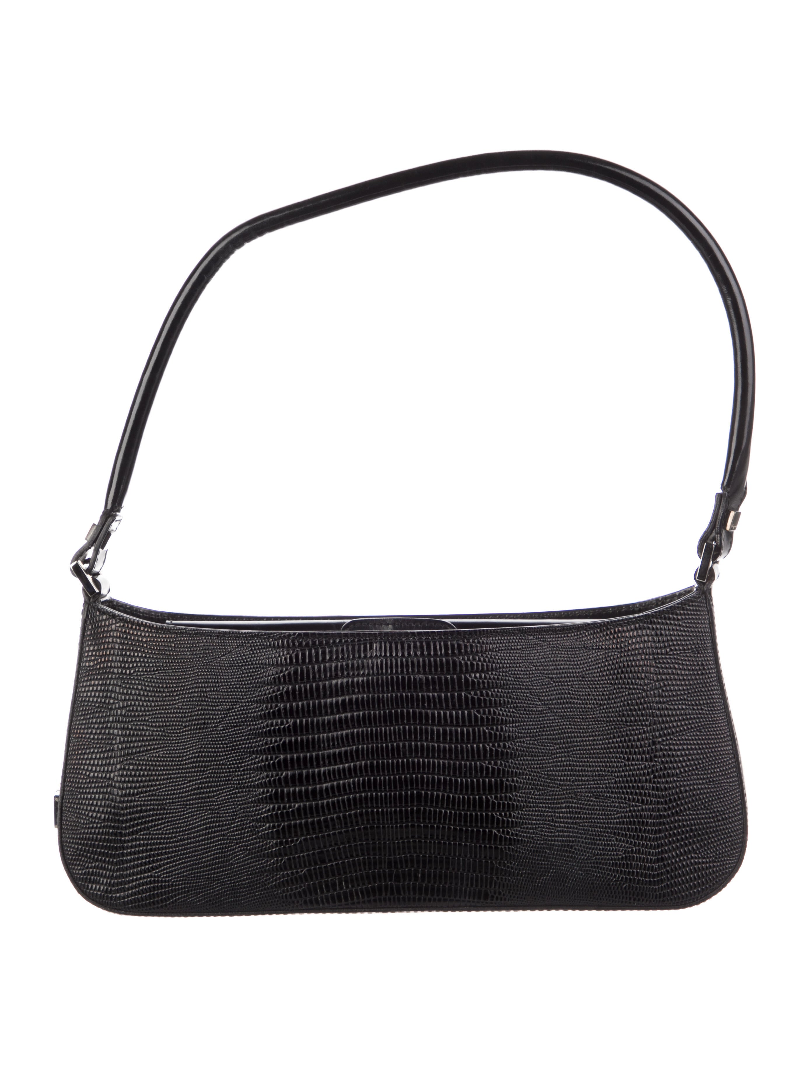 Salvatore Ferragamo Embossed Leather Shoulder Bag Black Shoulder Bags