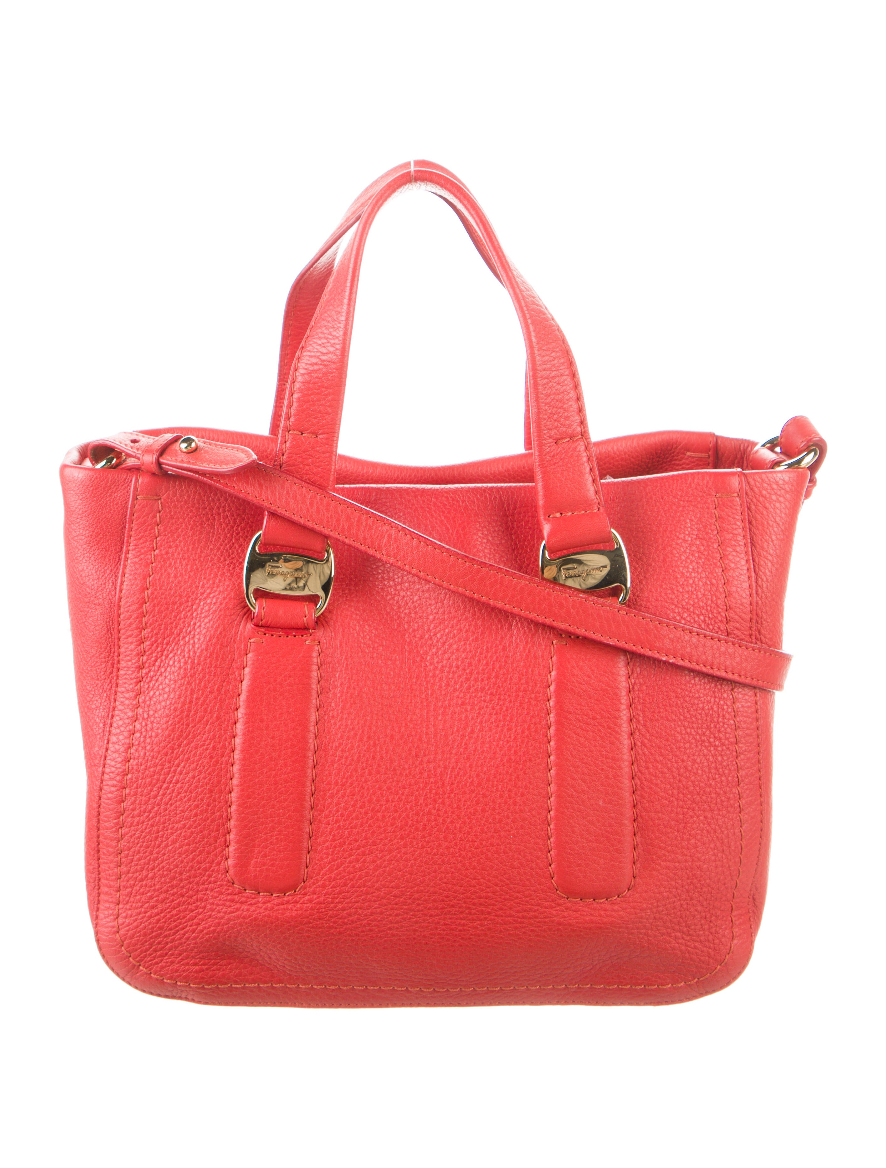 Salvatore Ferragamo Leather Shoulder Bag Red Shoulder Bags, Handbags