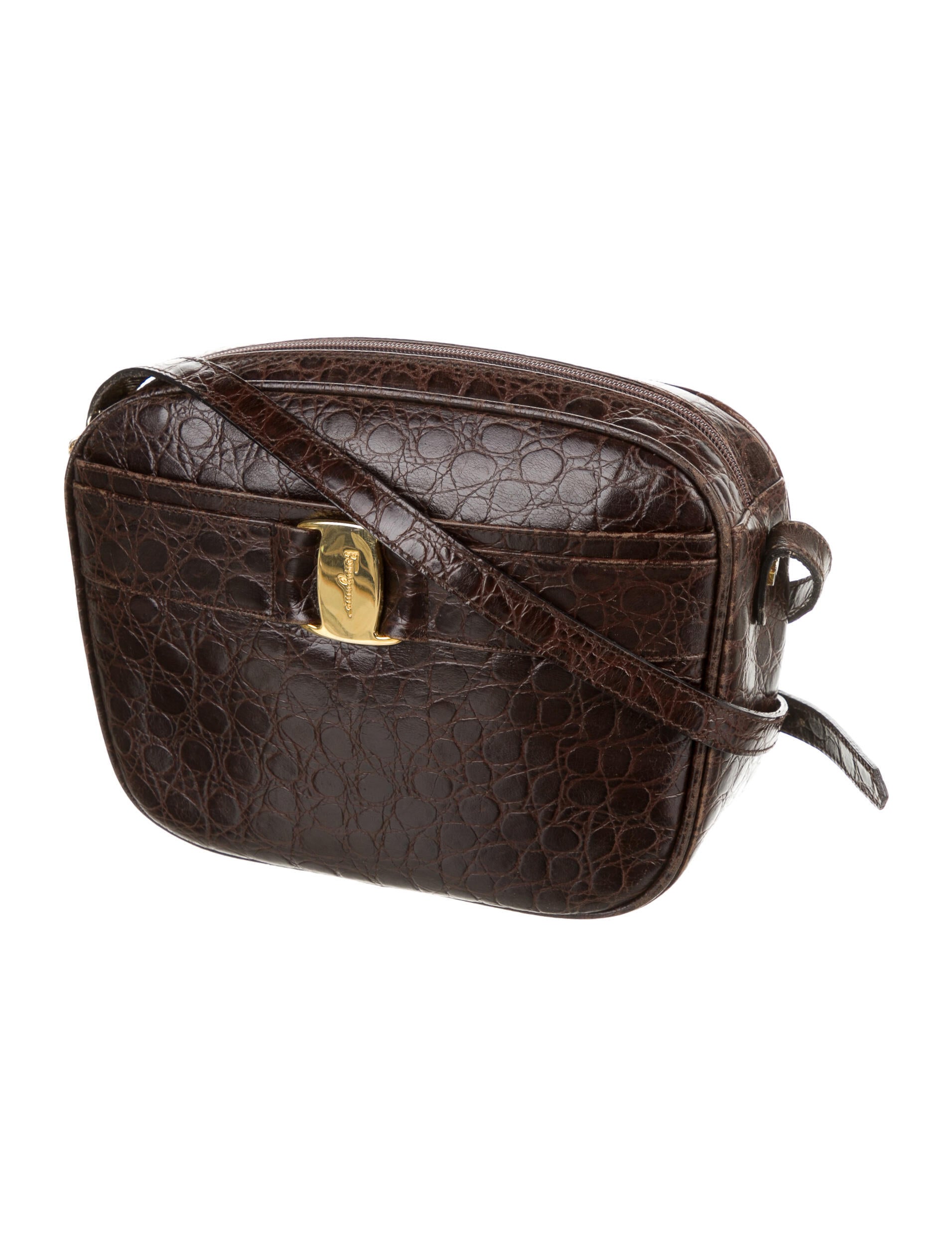 Salvatore Ferragamo Leather Crossbody Bag Brown Crossbody Bags