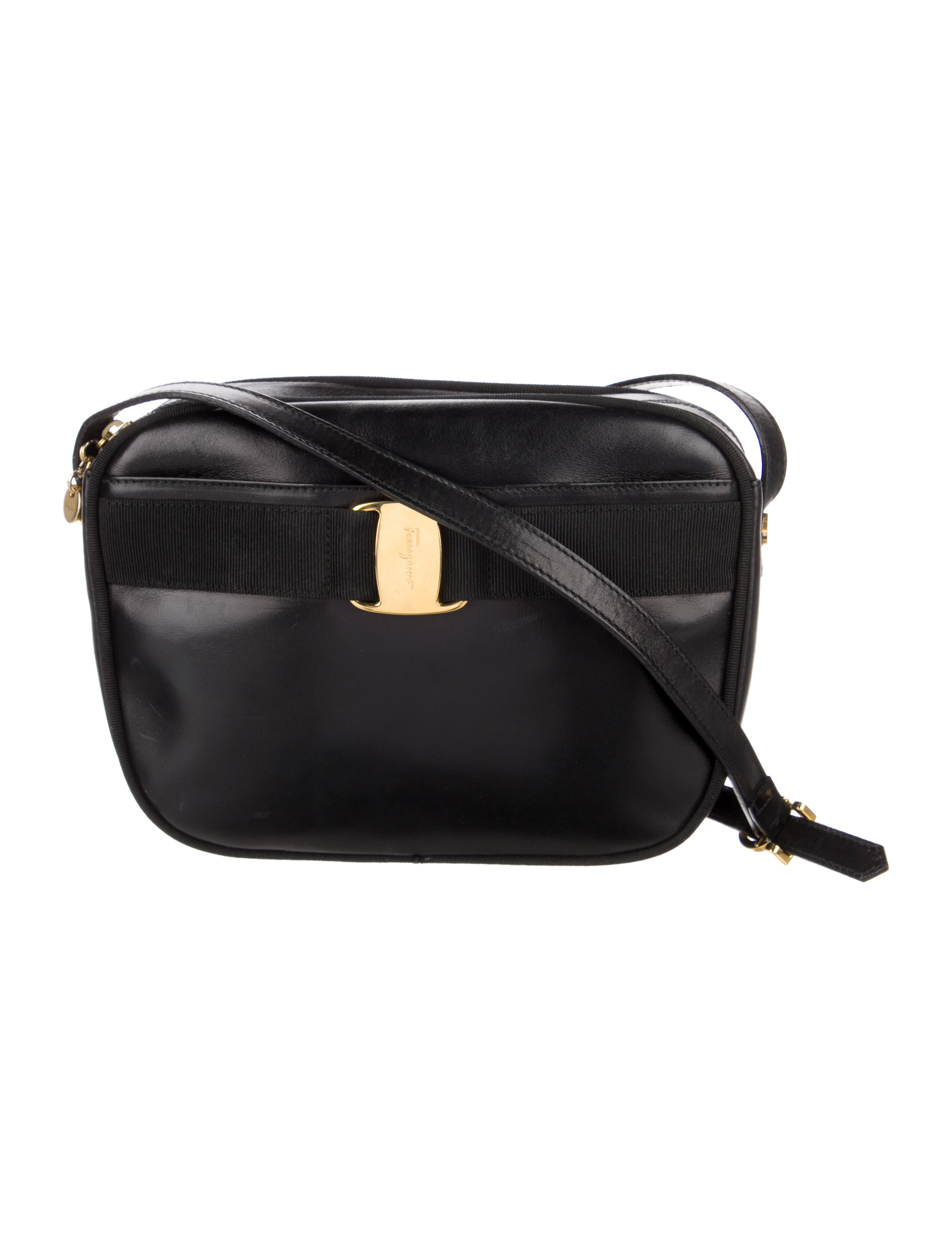 Salvatore Ferragamo Leather Crossbody Bag Black Crossbody Bags, Handbags SAL271994 The