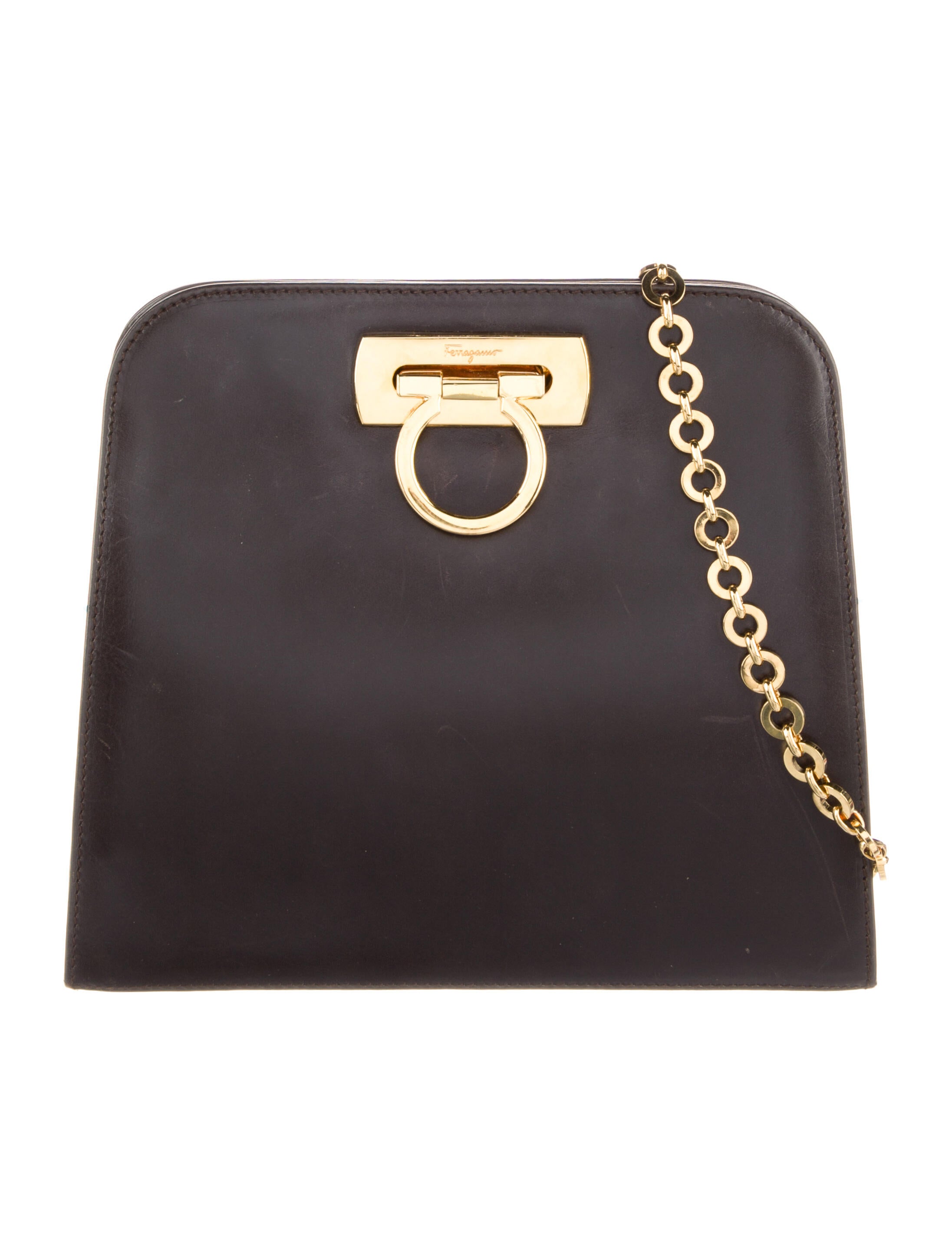 Salvatore Ferragamo Gancini Chain Crossbody Bag Brown Crossbody Bags