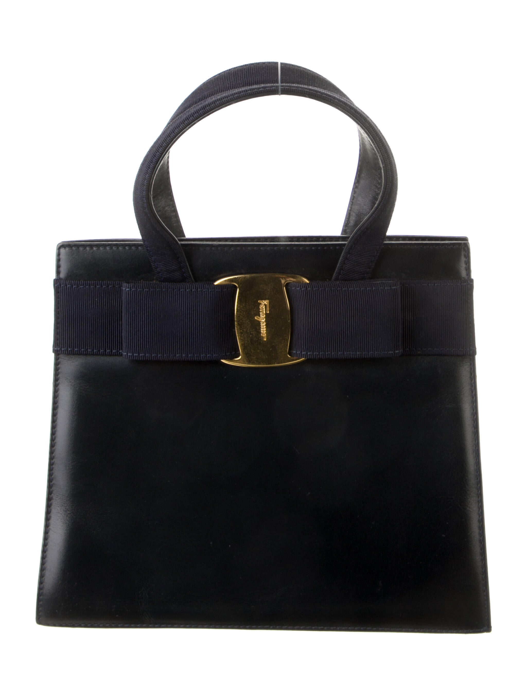 Salvatore Ferragamo Leather Handle Bag Blue Handle Bags, Handbags