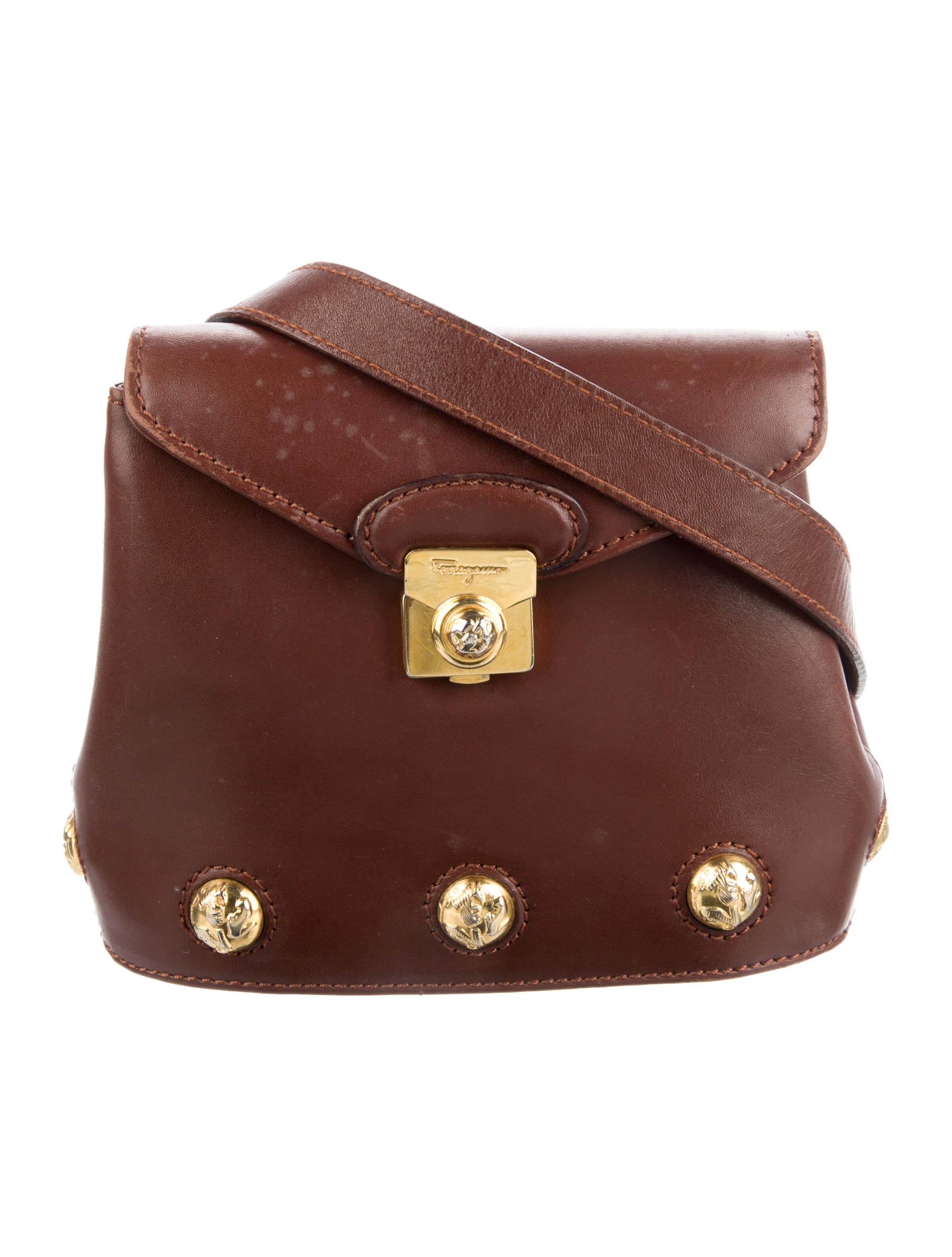 Salvatore Ferragamo Leather Crossbody Bag Brown Crossbody Bags, Handbags SAL278417 The