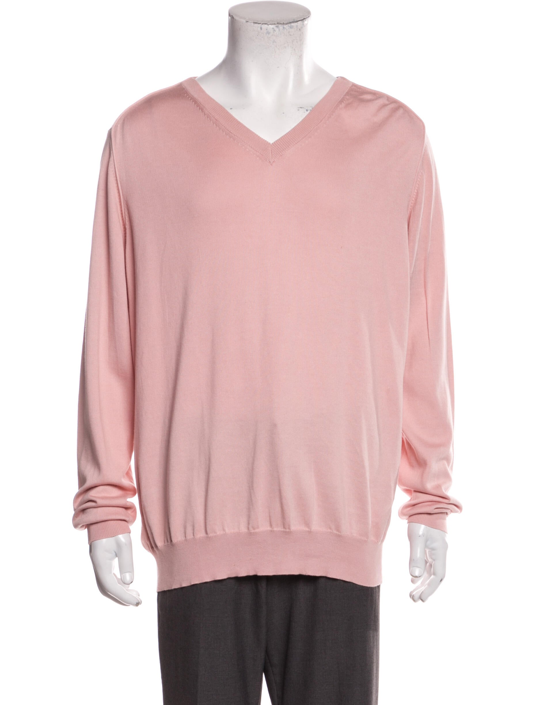 Salvatore Ferragamo VNeck Long Sleeve Pullover Pink Sweaters