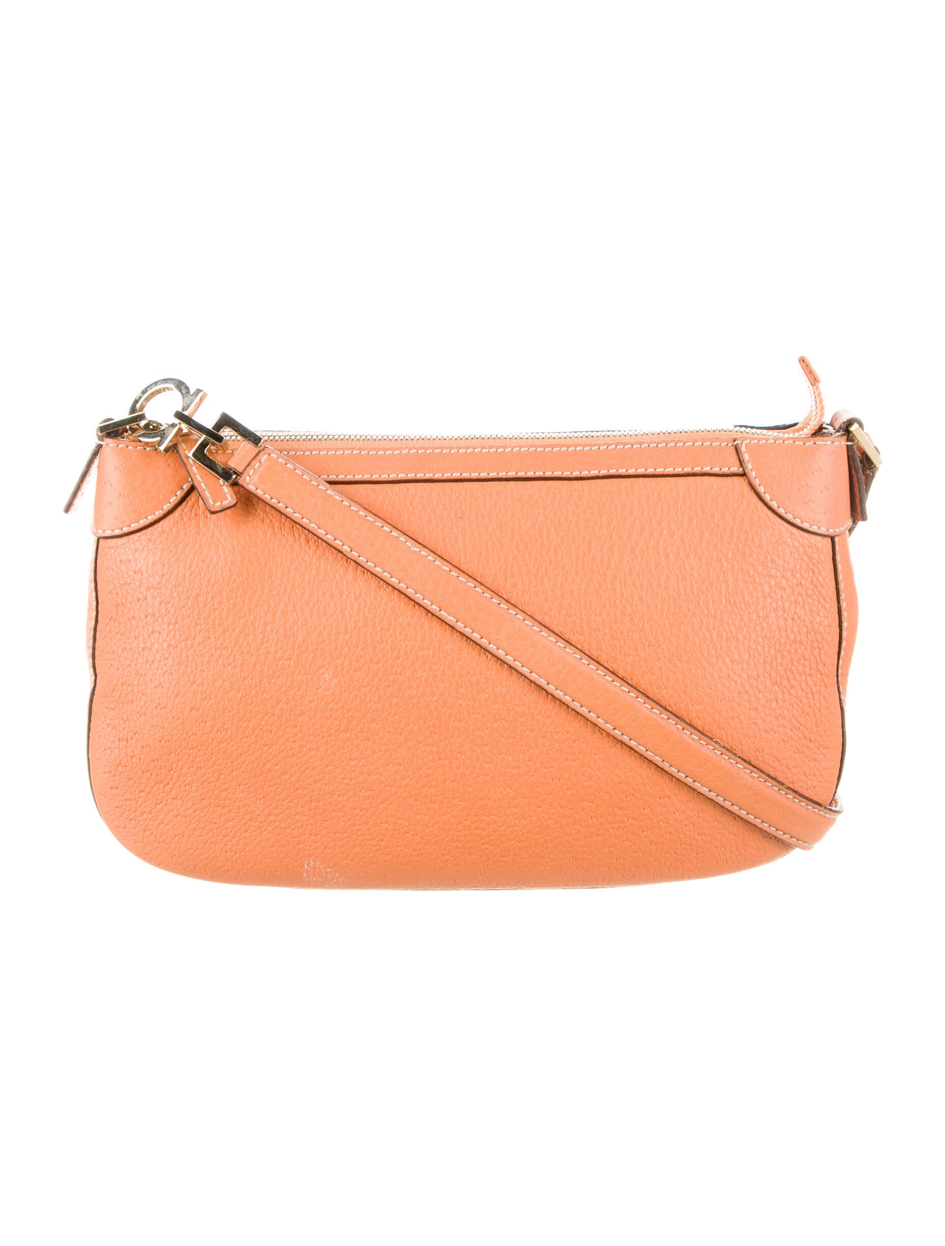 Salvatore Ferragamo Leather Shoulder Bag Orange Shoulder Bags