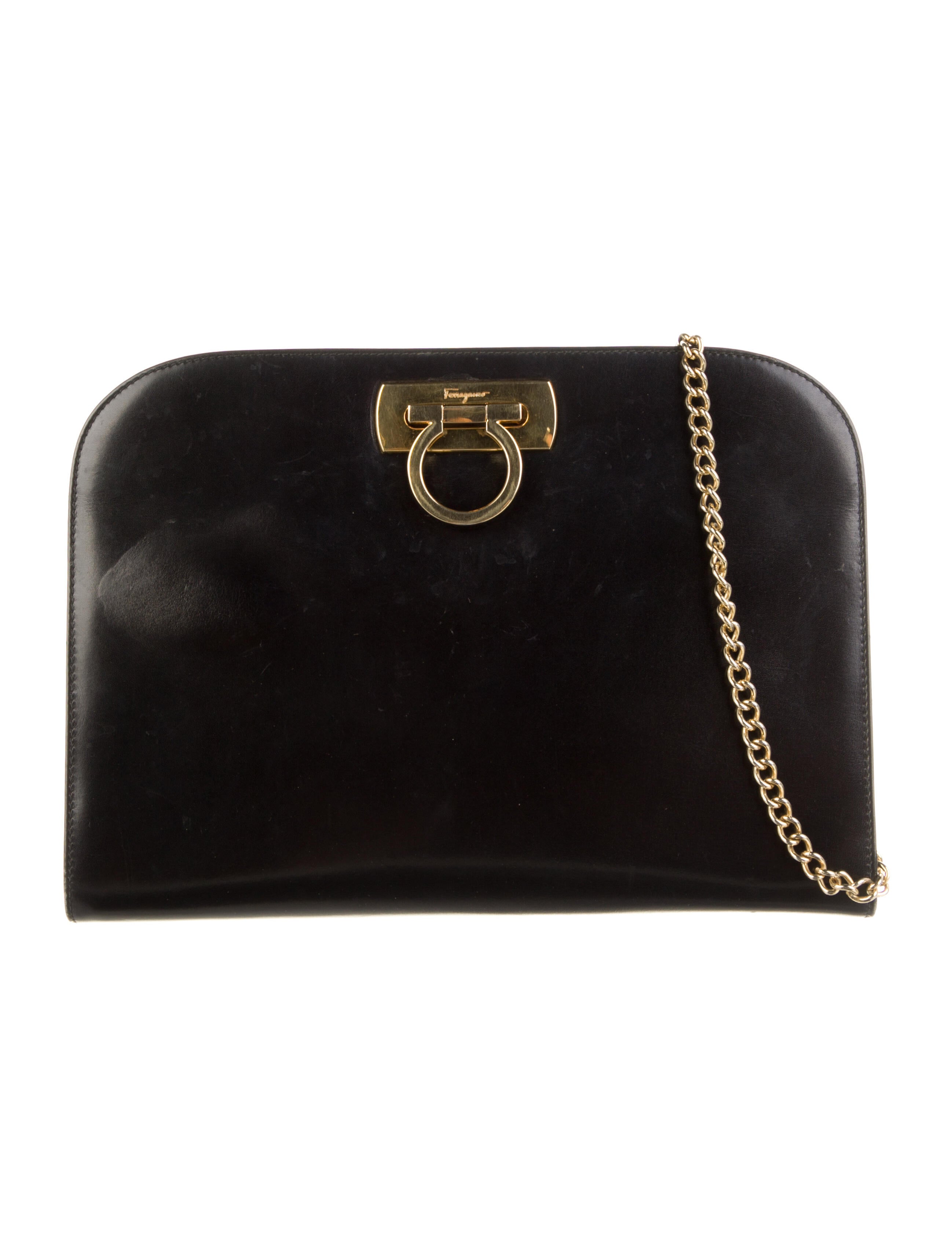 Salvatore Ferragamo Leather Crossbody Bag Black Crossbody Bags, Handbags SAL282755 The