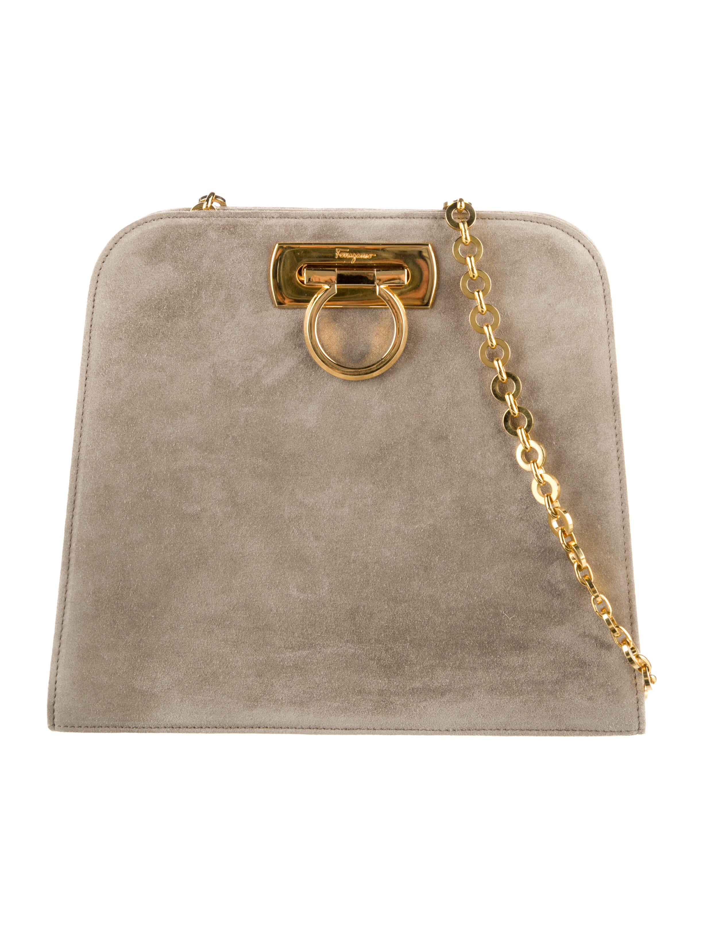 Salvatore Ferragamo Suede Crossbody Bag Neutrals Crossbody Bags, Handbags SAL283607 The