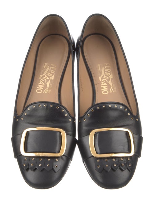 Salvatore Ferragamo Leather Fringe Trim Accent Flats