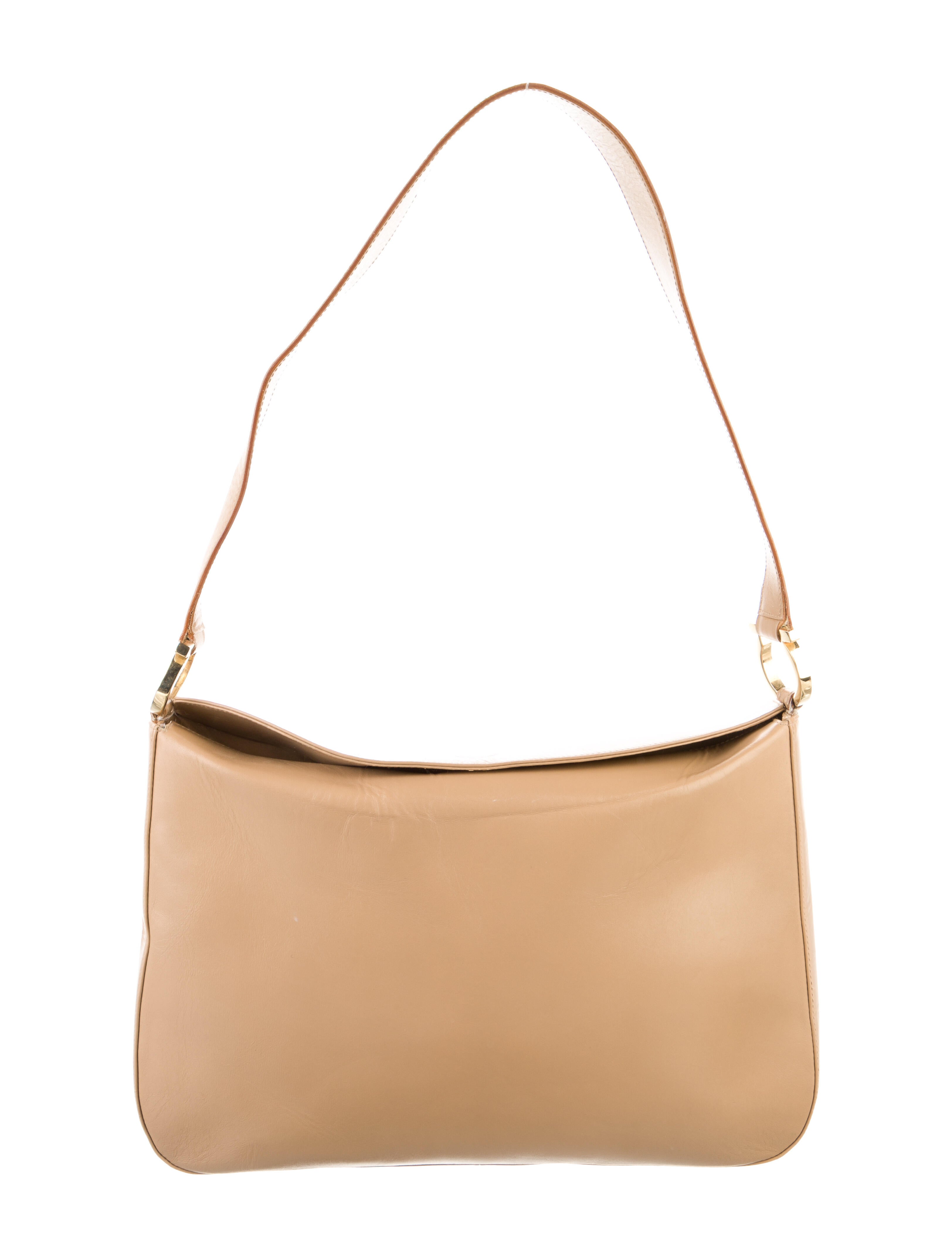 Salvatore Ferragamo Leather Gancini Shoulder Bag Brown Shoulder Bags