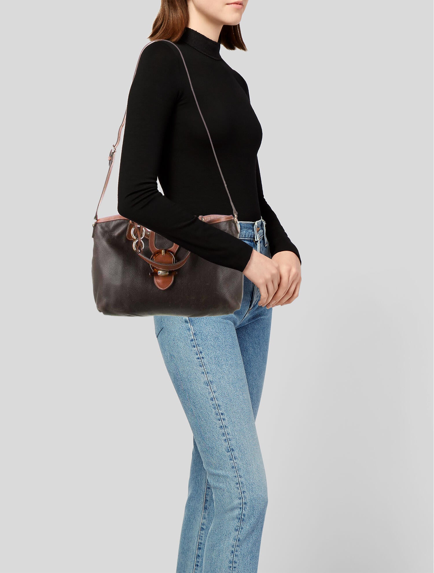 Salvatore Ferragamo Leather Gancini Shoulder Bag Brown Shoulder Bags