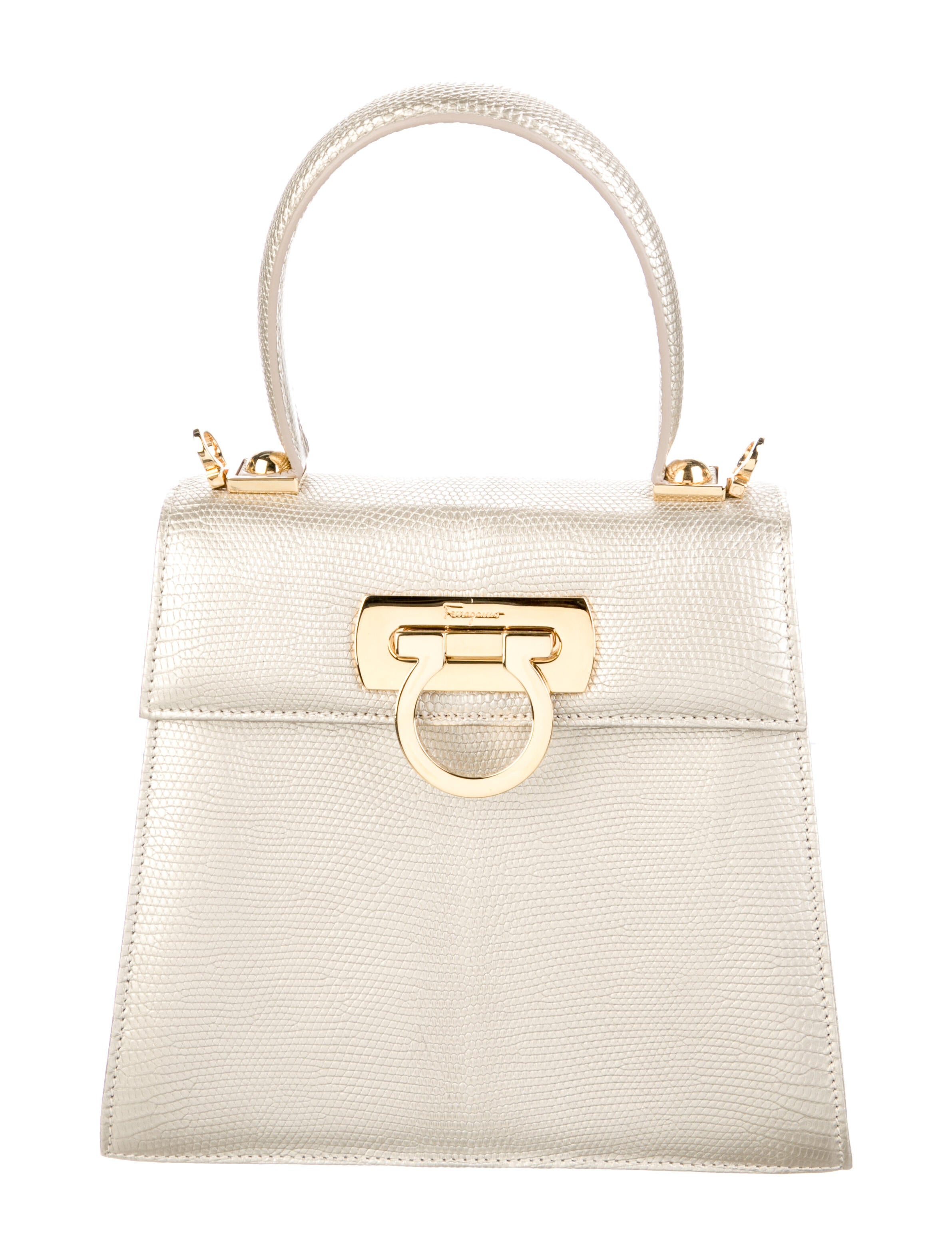 Salvatore Ferragamo Gancini Iconic Top Handle Bag - Gold