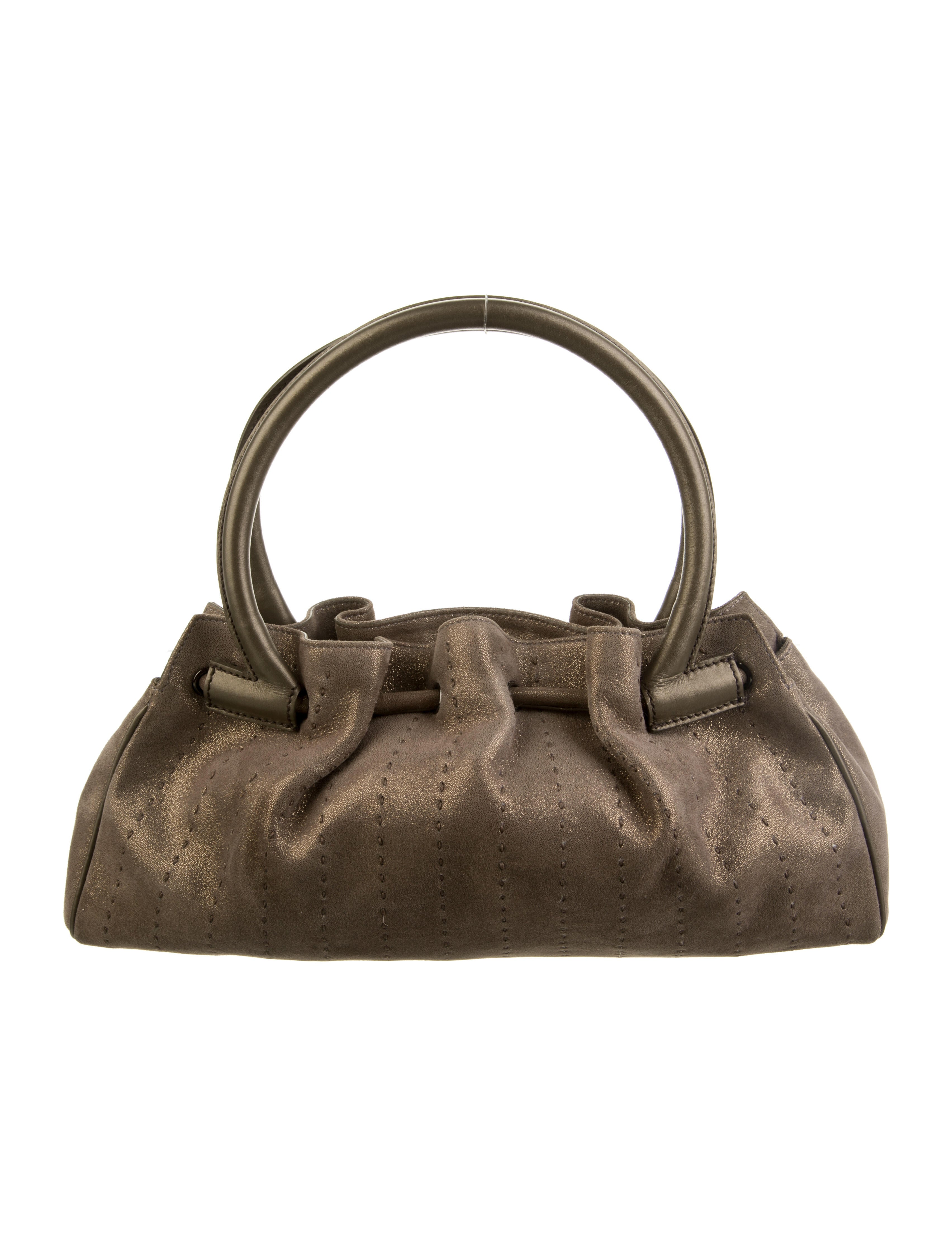 Salvatore Ferragamo Suede Metallic Hobo Brown Hobos, Handbags