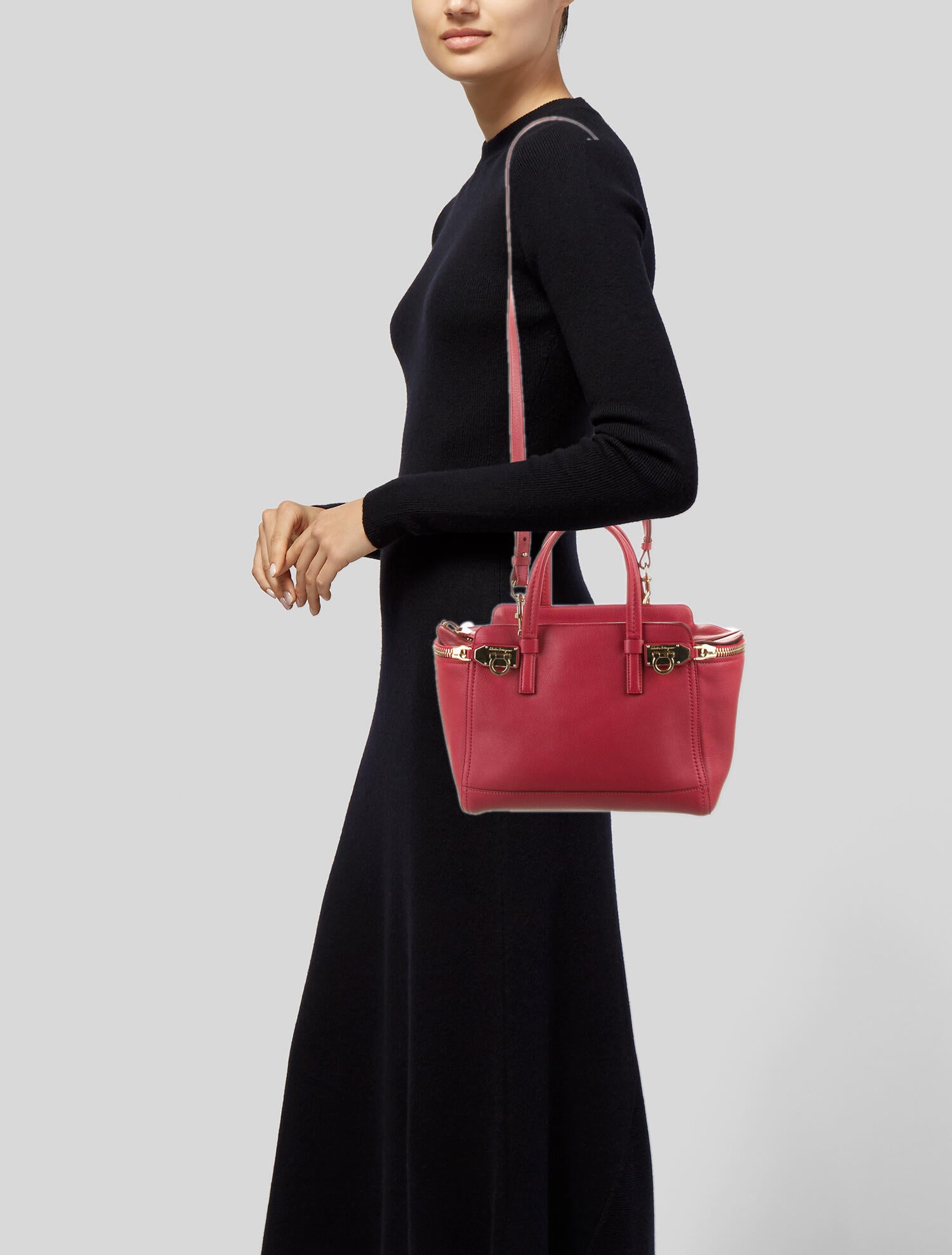 Salvatore Ferragamo Leather Shoulder Bag Red Shoulder Bags, Handbags